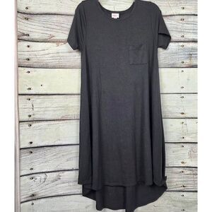 LuLaRoe Carly Dress Small Solid Black Hi-Low Pocket
